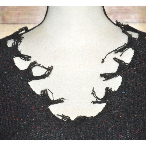 Ninexis Ladies Black Speckled Distressed Sweater Size S Witchy Whimsey Goth - Picture 3 of 12